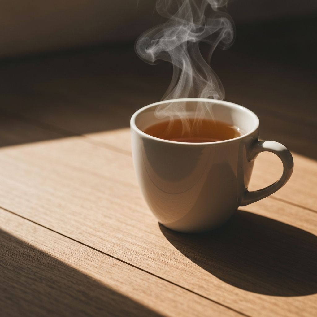 Cup of tea on wooden surface